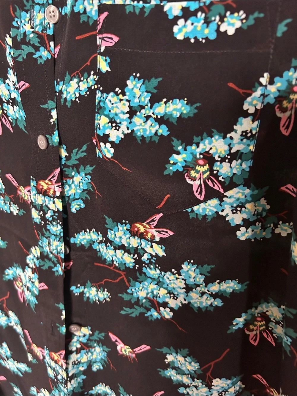 J. Crew Women’s silk, classic fit boy shirt in botanical bees 🐝 print